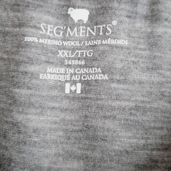 SEG'MENTS | 100% Merino Wool Long Sleeve Base Layer Top V-Neck Gray Sz XL - Picture 9 of 10